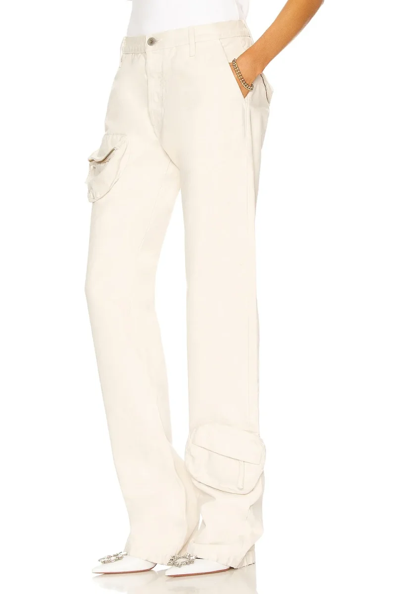 The Attico Cream Pocket Detail Cargo Style Trousers - Imagen 7