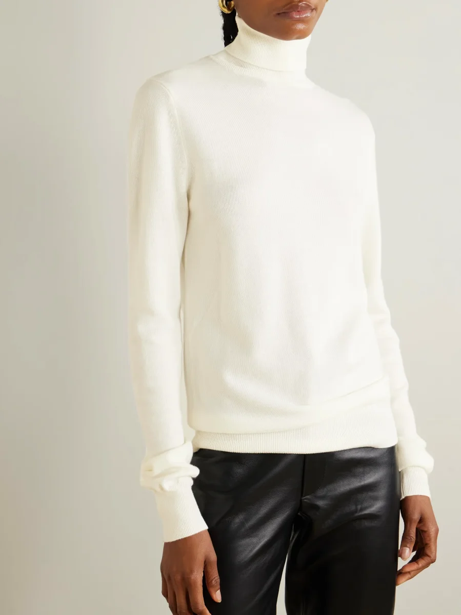 The Frankie Shop Eve Cream Merino Wool Turtleneck Sweater Jumper - Imagen 3
