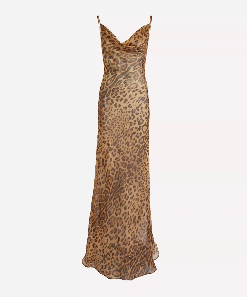 Rat and Boa Valentina Silk Leopard Print Maxi Dress - Imagen 4