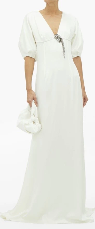 Julie De Libran Bridal White Puff Sleeve Wedding Dress - Imagen 2