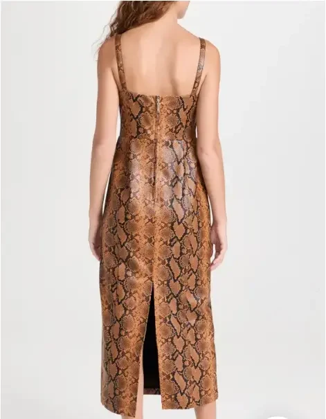 Kitri Ursula Snakeskin Brown Vinyl Midi Dress - Imagen 6