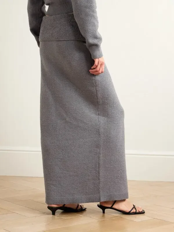 Skims Grey Textured Knit High Slit Maxi Skirt - Imagen 7