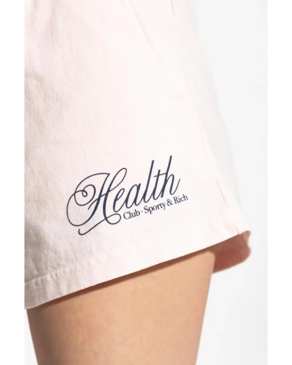 Sporty & Rich Pink Health Club Script Print Disco Shorts - Imagen 6