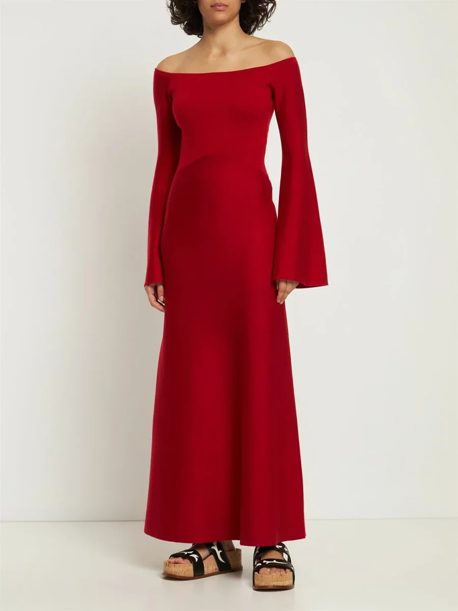 Gabriela Hearst Red Shar Wool & Cashmere-Silk Compact Knit Dress - Imagen 4