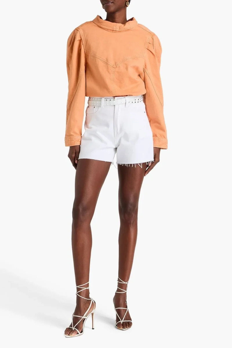 Isabel Marant Espera Orange Sunset Denim Long Sleeve Top - Imagen 5