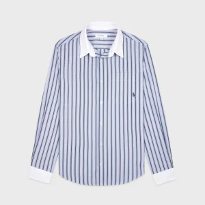 Sporty & Rich Blue Striped Cotton Poplin Oversized Shirt