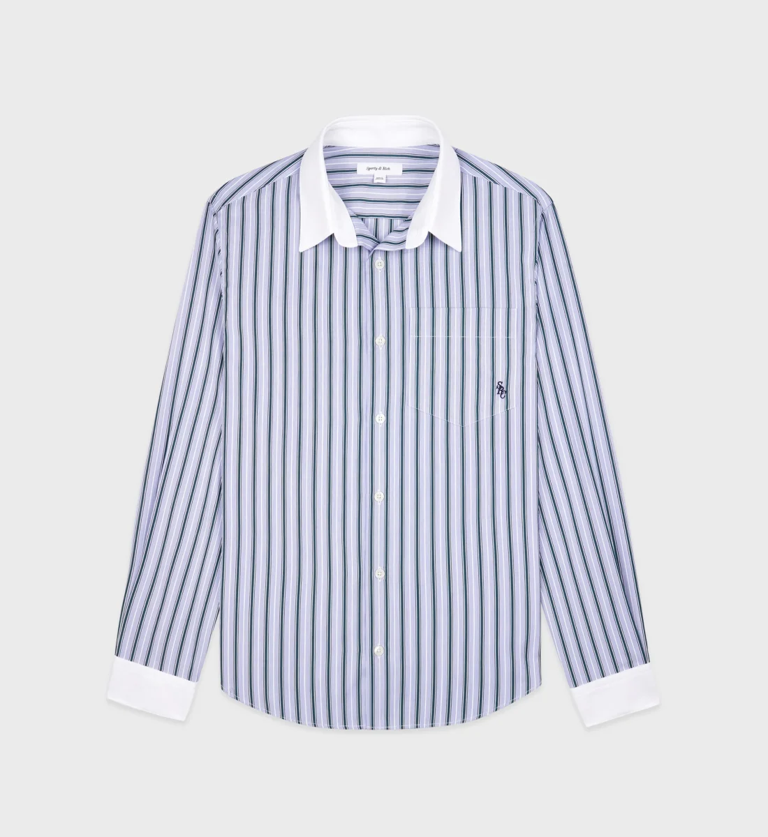Sporty & Rich Blue Striped Cotton Poplin Oversized Shirt - Imagen 2