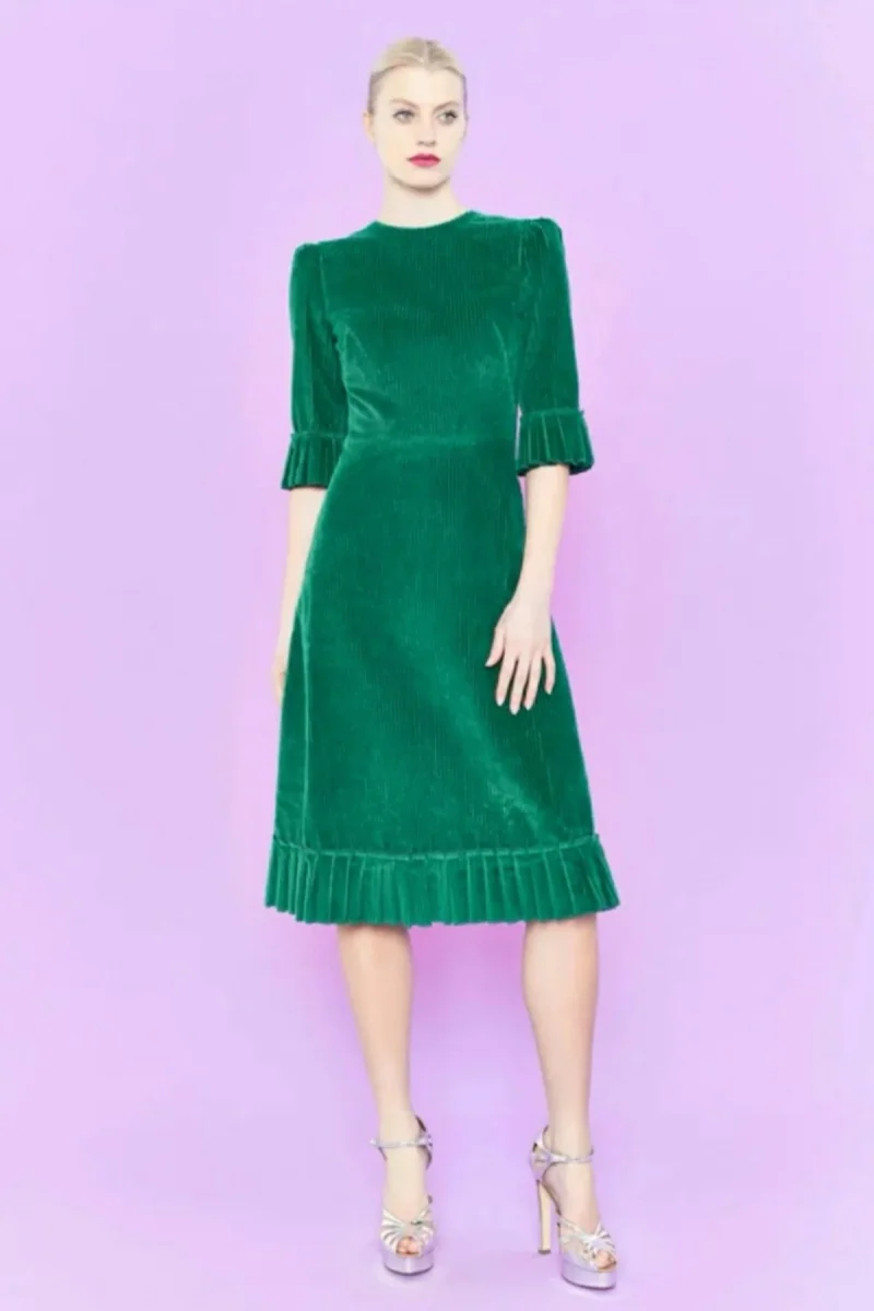 The Vampire's Wife Emerald Green Festival Jumbo Cord Day Length Dress