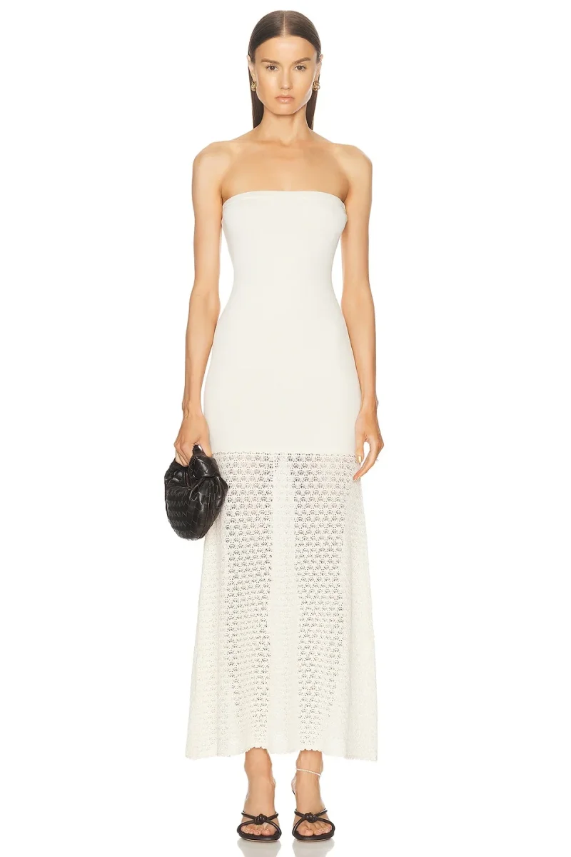 POSSE Romy Cream Crochet Knit Maxi Dress