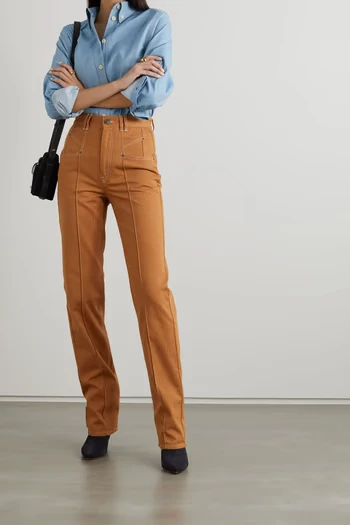 Isabel Marant Lirokae Tan Straight Leg Pants Trousers - Imagen 2