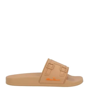 Santoni Caramel Brand Logo Side Sandals