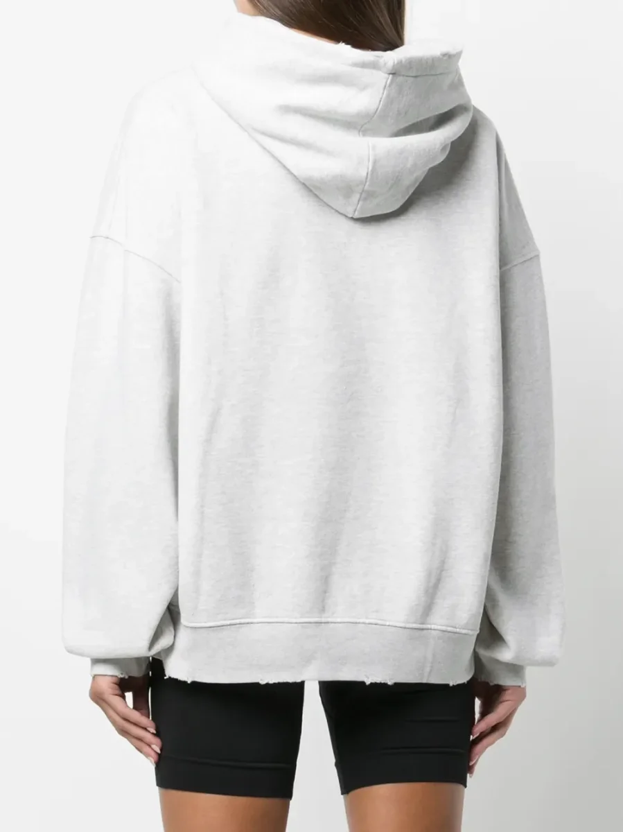 Anine Bing Spellout Logo Grey Melange Harvey Hoodie - Imagen 4