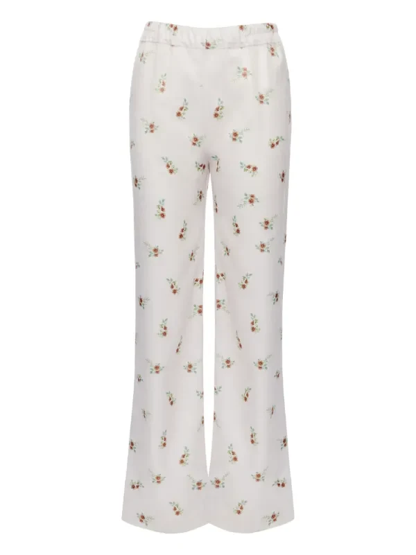 Sleeper Floral Blossom Print Elastic Waist Summer Trousers