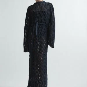 Raey Knitted Organic Cotton Maxi Navy Blue Dress