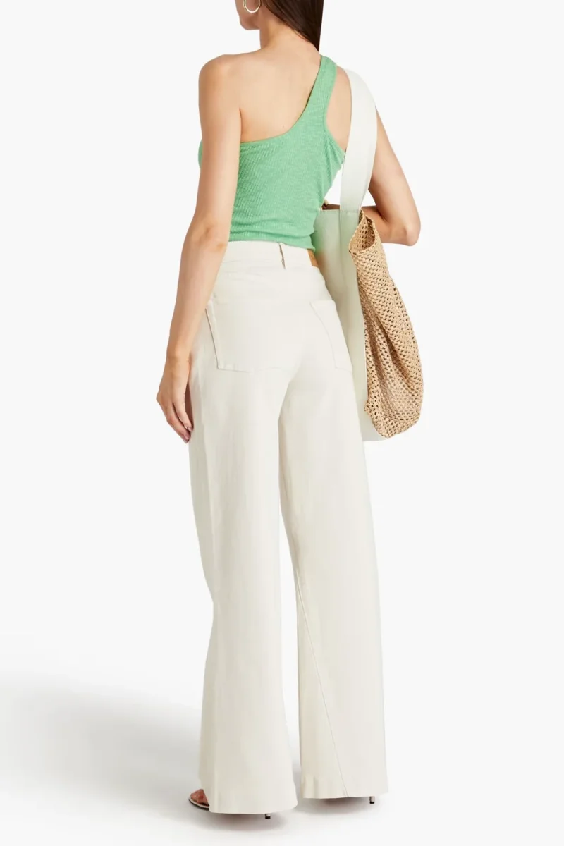 Rejina Pyo Green Nina One Shoulder Ribbed Cotton Tank Top - Imagen 7