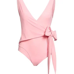 LISA MARIE FERNANDEZ Pink Wrap-Tie Side The Dree Louise Crepe V-Neck Swimsuit