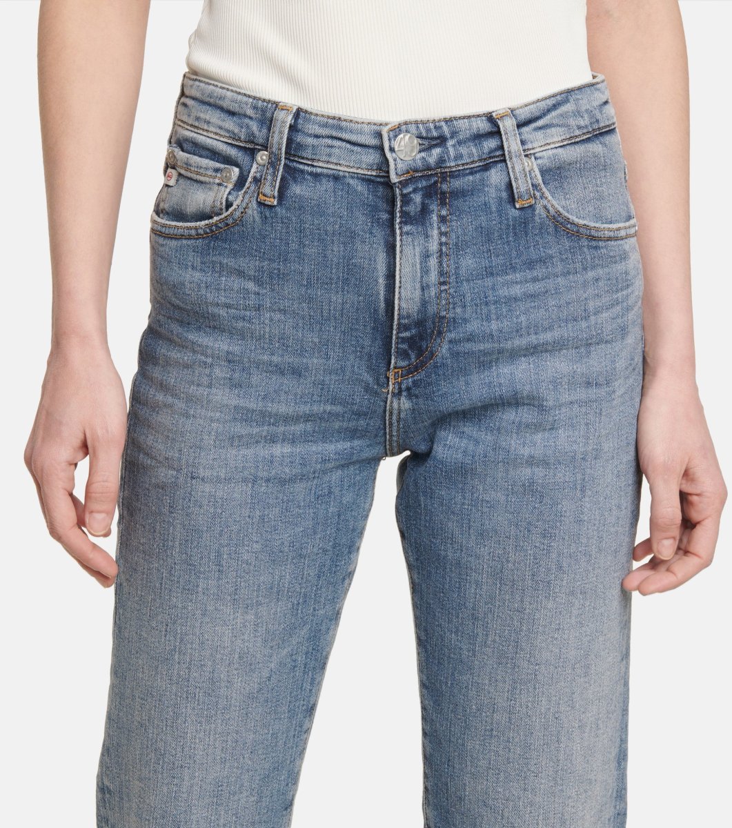 AG Jeans Blue Denim Isabelle High Rise Straight Leg Crop Jeans - Imagen 8