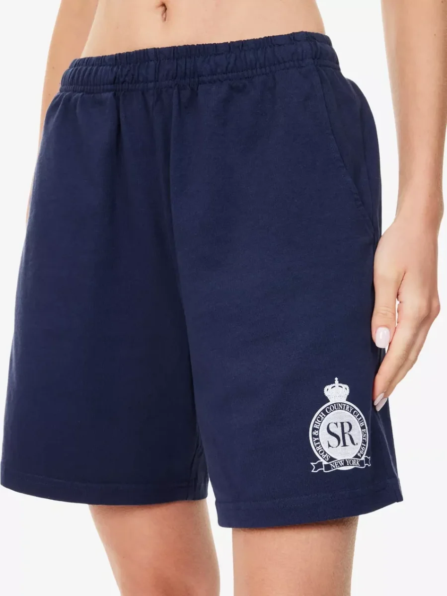 Sporty & Rich Royal Club Cotton Navy Gym Shorts - Imagen 2