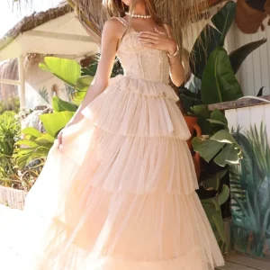 Amy Jane London Champagne Regency Era Corset Bodice Tulle Florence Gown