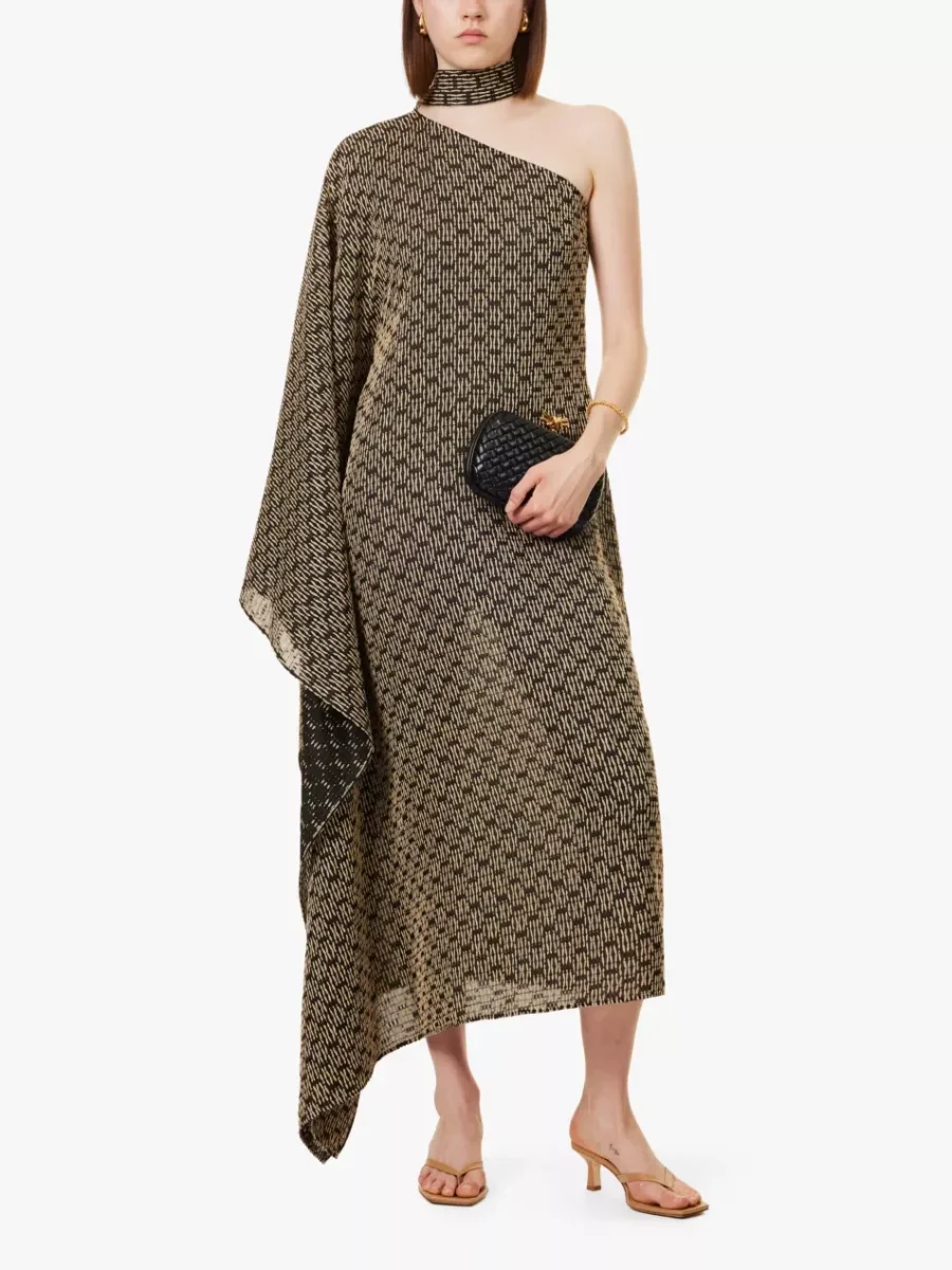 Taller Marmo Uruguay Embroidered One Shoulder Neck Wrap Maxi Dress - Imagen 2