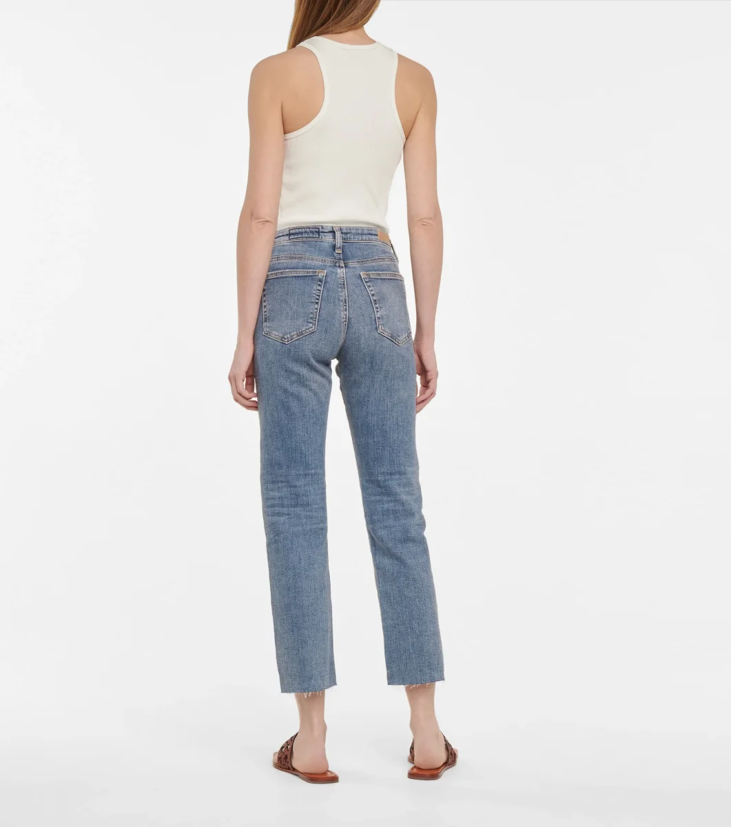 AG Jeans Blue Denim Isabelle High Rise Straight Leg Crop Jeans - Imagen 7
