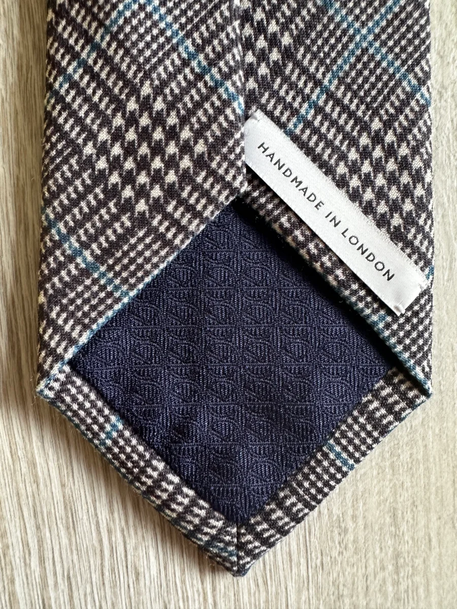 Drake's X Kingsman Prince Of Wales Check Grey Wool Tie - Imagen 6