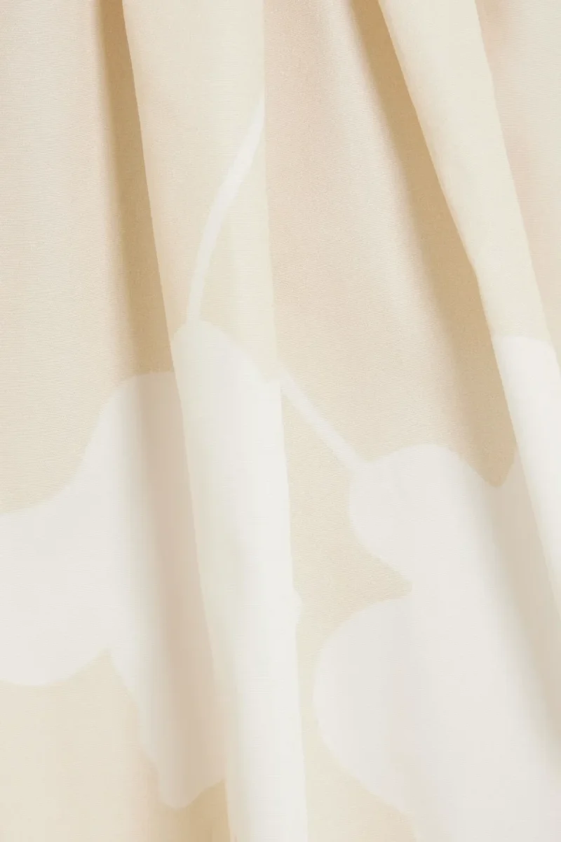 Another Tomorrow Floral Gathered Flounce Hem Cream Organic Cotton Dress - Imagen 6