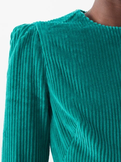 The Vampire’s Wife Emerald Green Cord Velvet Falconetti Festival Maxi Dress - Imagen 7