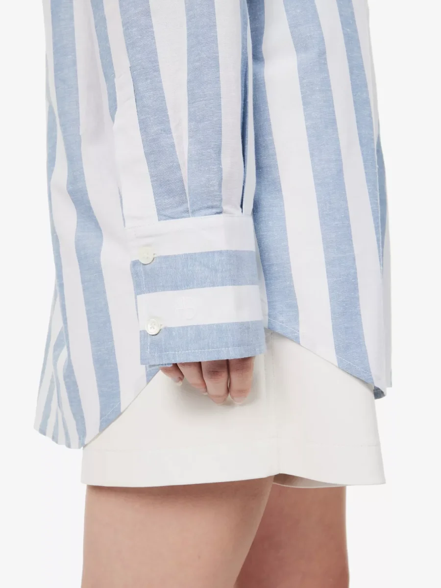 Anine Bing White Blue Striped Plaza Oversized Shirt - Imagen 6