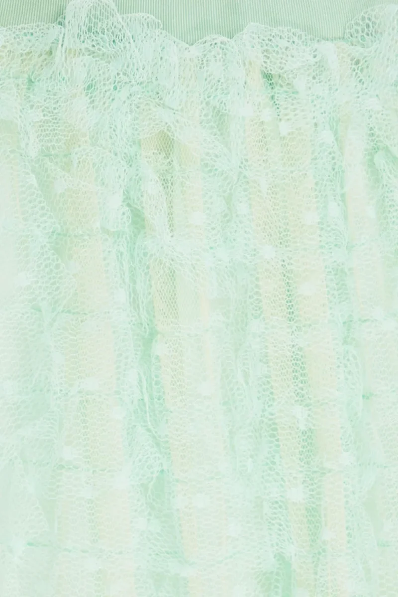 Red Valentino Green Point D’esprit Tulle Ruffle Lace Mini Skirt - Imagen 5
