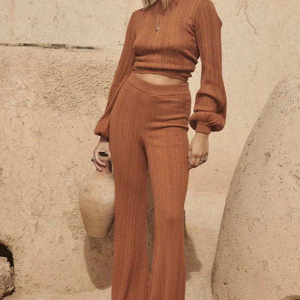 Spell & the Gypsy Brooklyn Bells Pointelle Knit Elastic Waist Trousers - Imagen 8