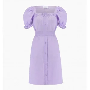 Sleeper Lavender Puff Sleeve Button-Up Brigitte Mini Dress