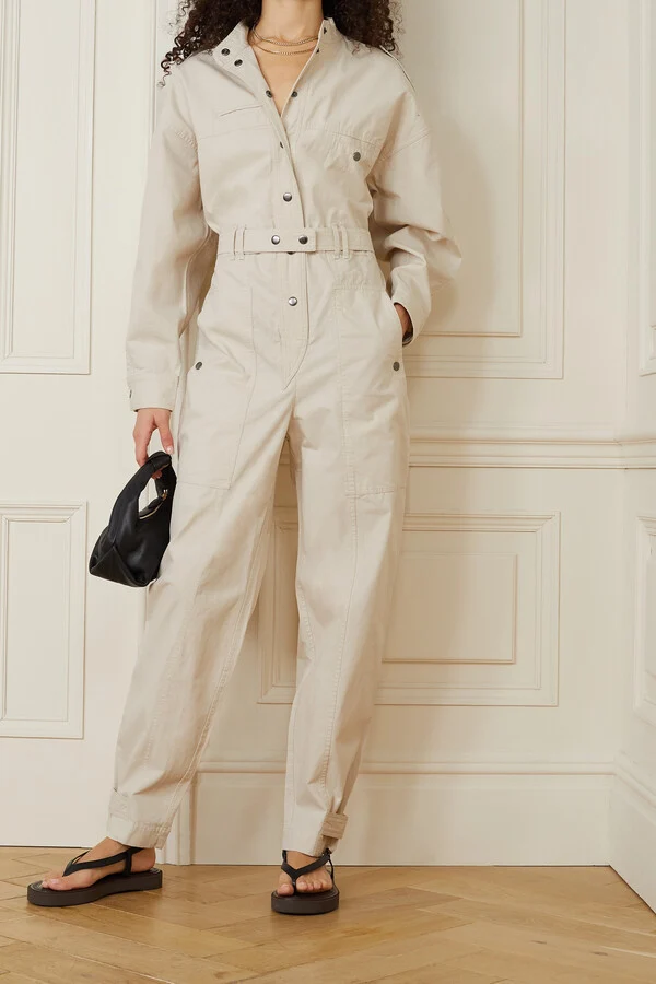 Isabel Marant Etoile Ruthel Off-Duty Utility Ivory Cream Belted Jumpsuit - Imagen 6