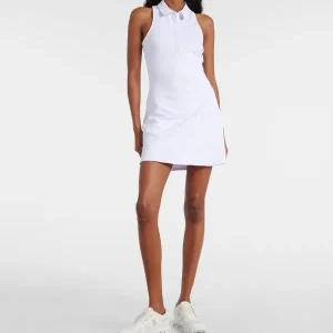 Alo Yoga Charmed White Logo Collared Tennis Dress