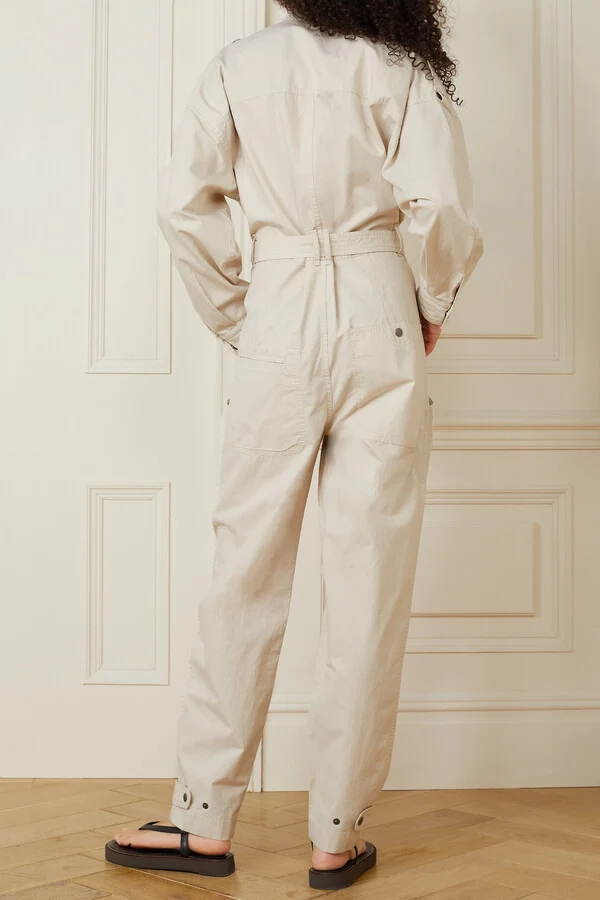 Isabel Marant Etoile Ruthel Off-Duty Utility Ivory Cream Belted Jumpsuit - Imagen 7