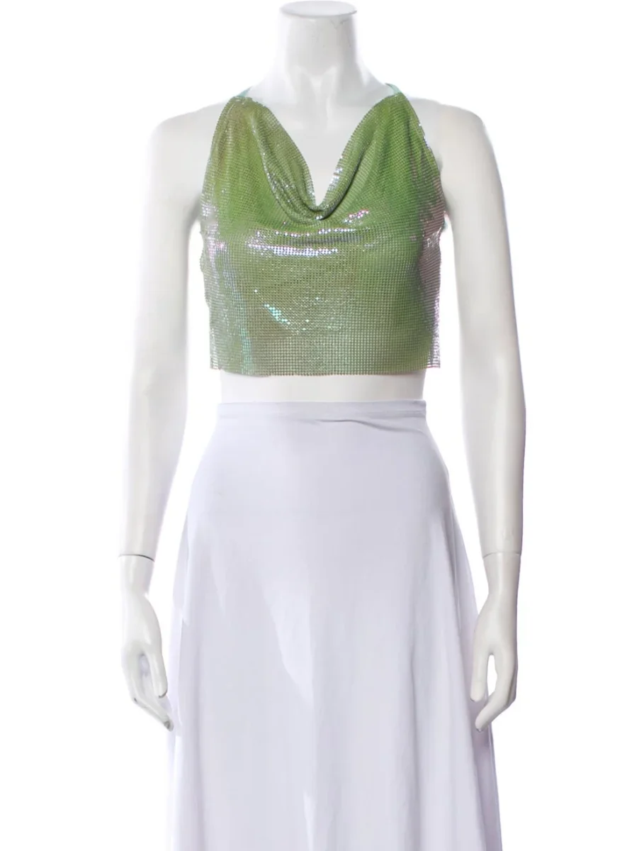 Poster Girl Green Metal Mash Backless Chainmail Bambi Top - Imagen 3