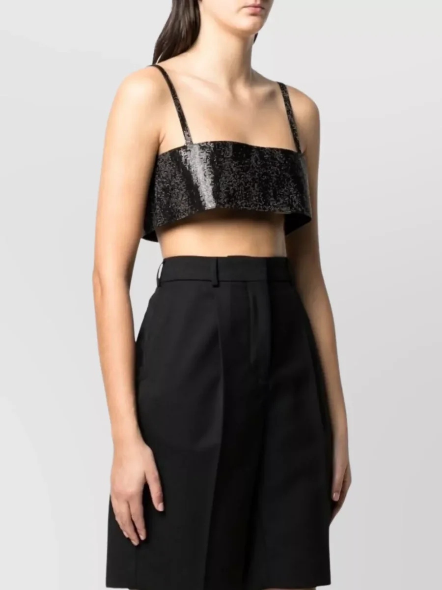 Nuè Studio Black Rhinestone Embellished Crop Top - Imagen 8