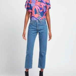 Isabel Marant Zinalia Pink Graphic Abstract Print Cotton Crop Top
