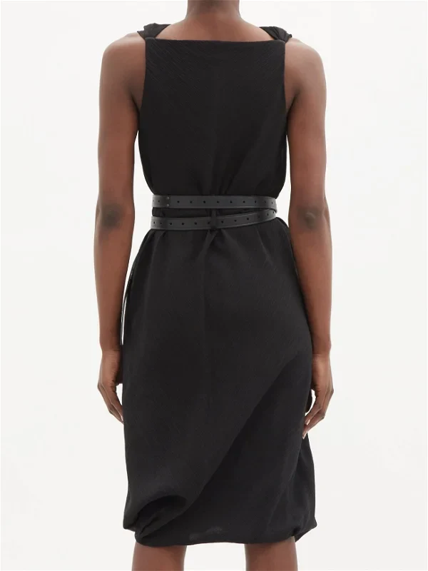 Raey Black Crinkled Silk Crepe Shift Dress - Imagen 8