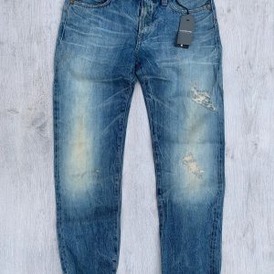 G-Star 3301 Selvedge Low Tapered Light Aged Destroy Ravage Denim Red Listing