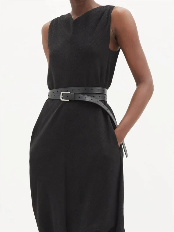 Raey Black Crinkled Silk Crepe Shift Dress - Imagen 2