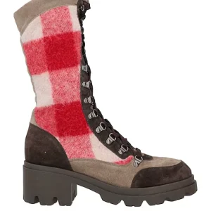 Emporio Armani Red Checked Wool Winter Suede Boots