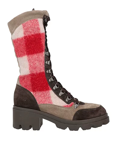 Emporio Armani Red Checked Wool Winter Suede Boots - Imagen 2