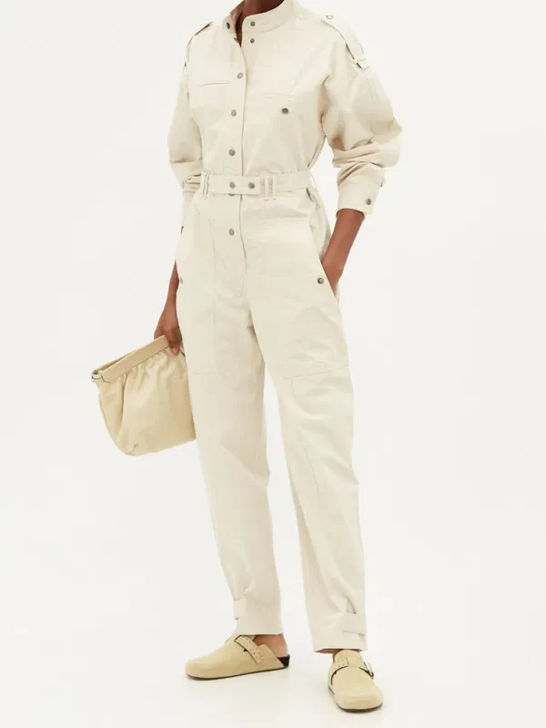 Isabel Marant Etoile Ruthel Off-Duty Utility Ivory Cream Belted Jumpsuit