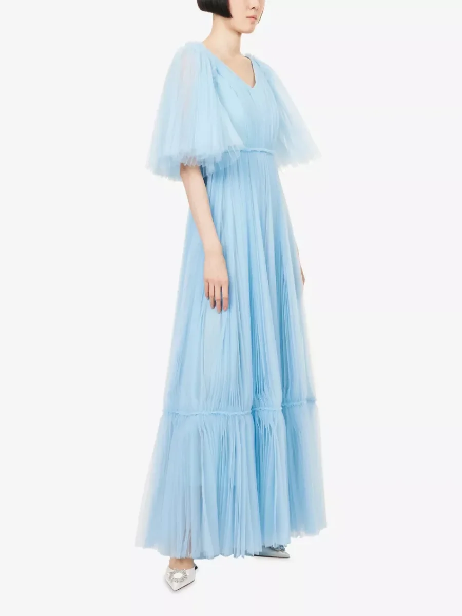 Huishan Zhang x Disney Josephine Plissé Woven Maxi Dress - Imagen 5