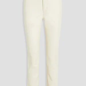 FRAME Le High 'n' Tight Stretch-Leather Straight-Leg White Pants Trousers