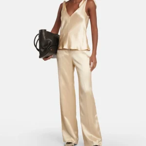 Gabriela Hearst Bow Tie-Up Strap Silk Satin Champagne Arrow Top