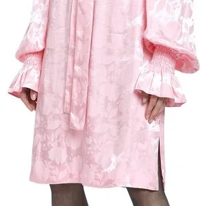 The Vampire's Wife Storm From The Shelter Pink Floral Satin Long Sleeve Dress