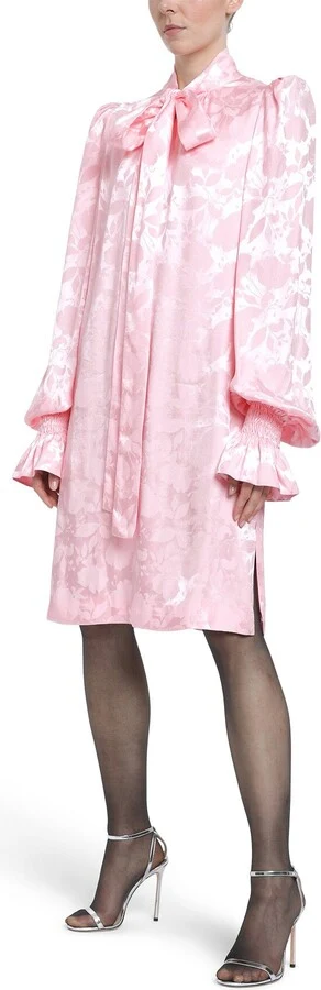 The Vampire's Wife Storm From The Shelter Pink Floral Satin Long Sleeve Dress - Imagen 2