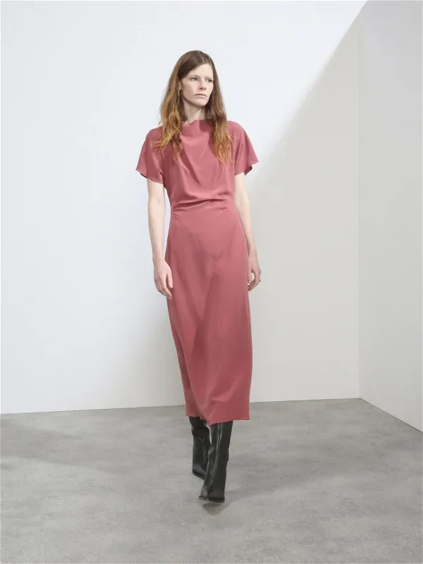 RAEY Tuck Waist Silk Pink Dress - Imagen 3
